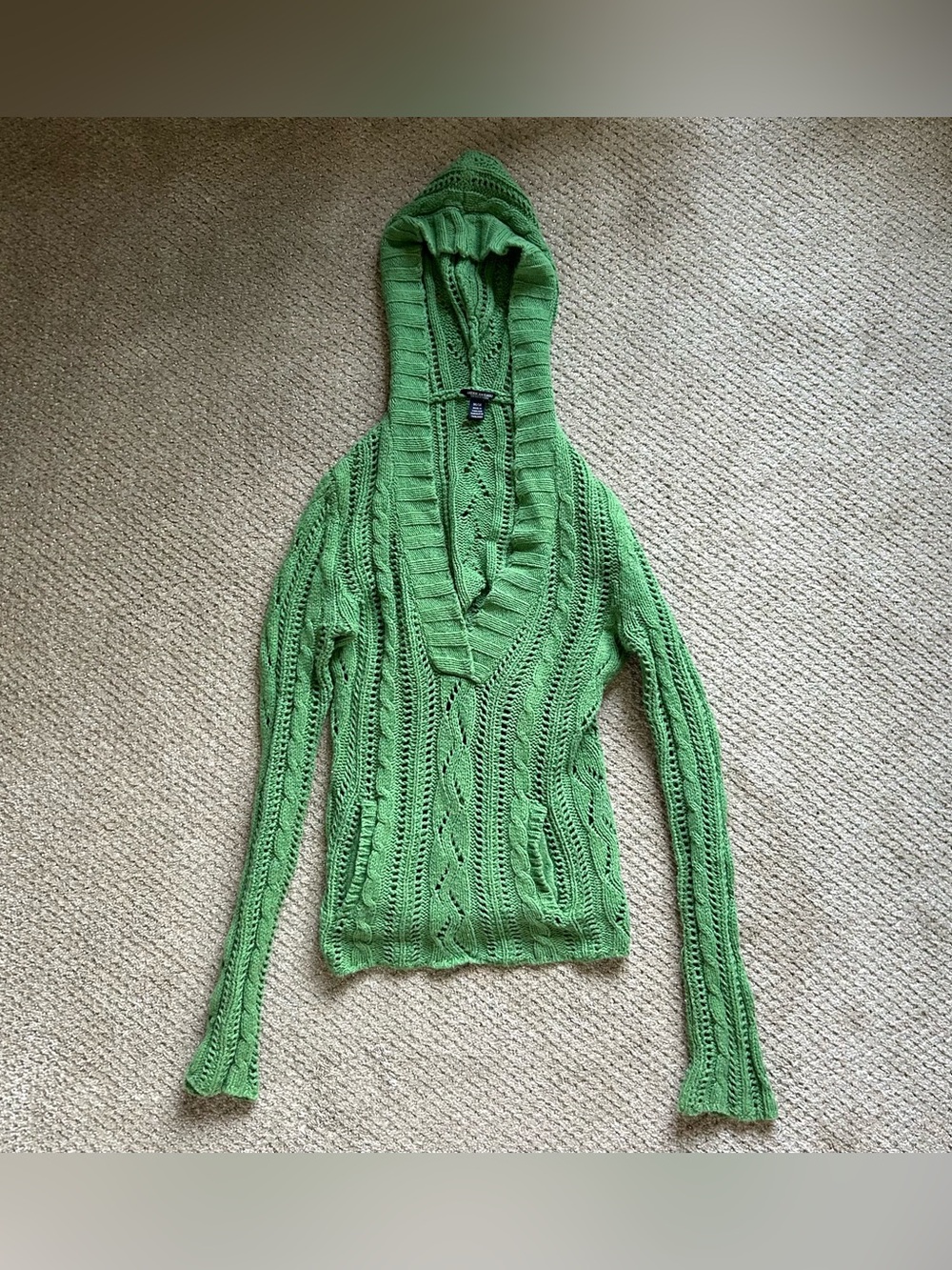 American Eagle Outfitters Green Hooded Sweater Vintage Y2K Size: Medium